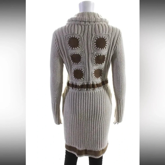 Haute Hippie 100% Superfine Alpaca Knit Sweater Coat Duster Granny Square XS - Picture 4 of 12